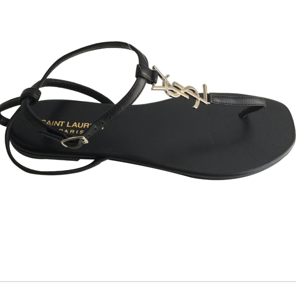 💫Ysl saint Laurent black and silver sandals